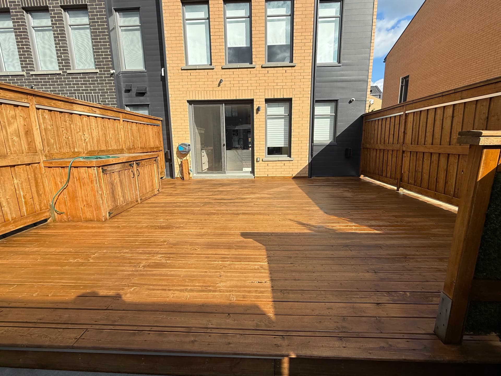 Deck stained with Golden Pine