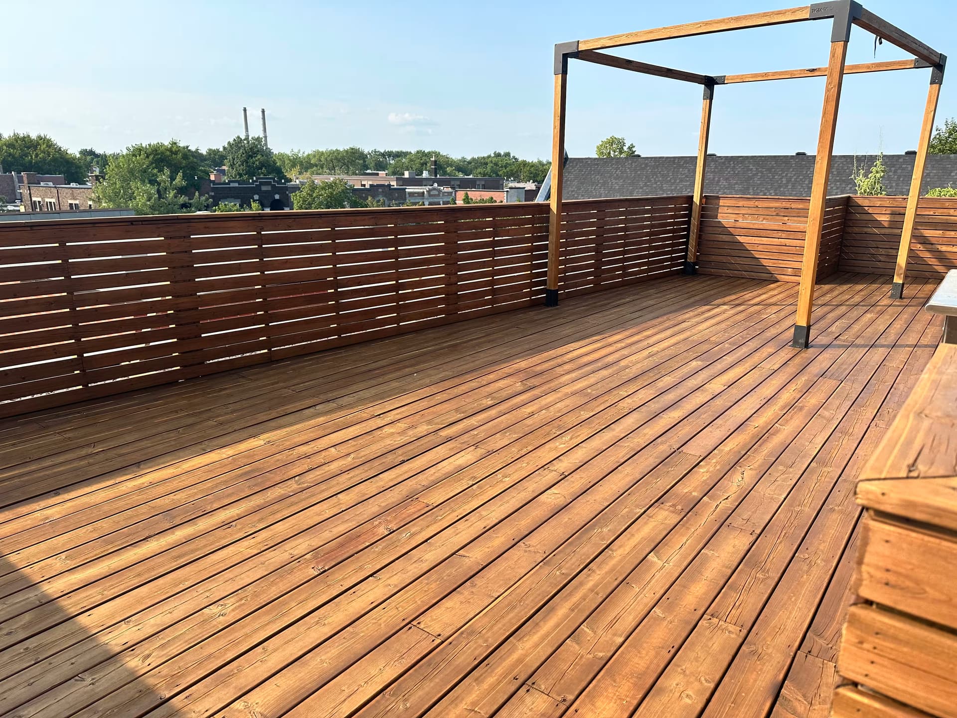 Deck stained with Golden Pine