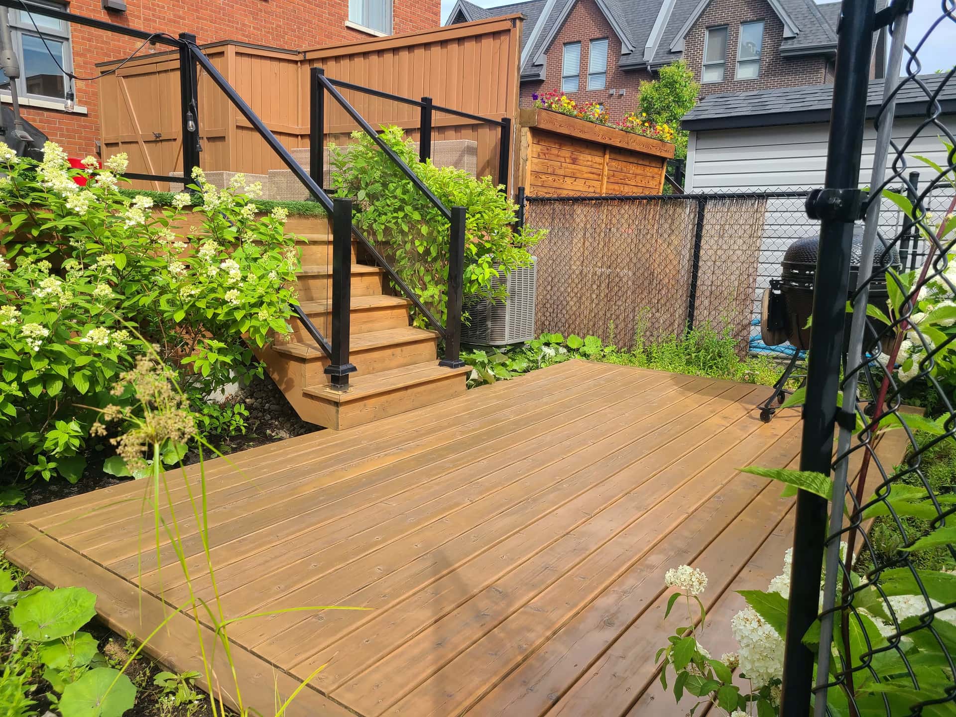 Beautiful restored outdoor wood deck